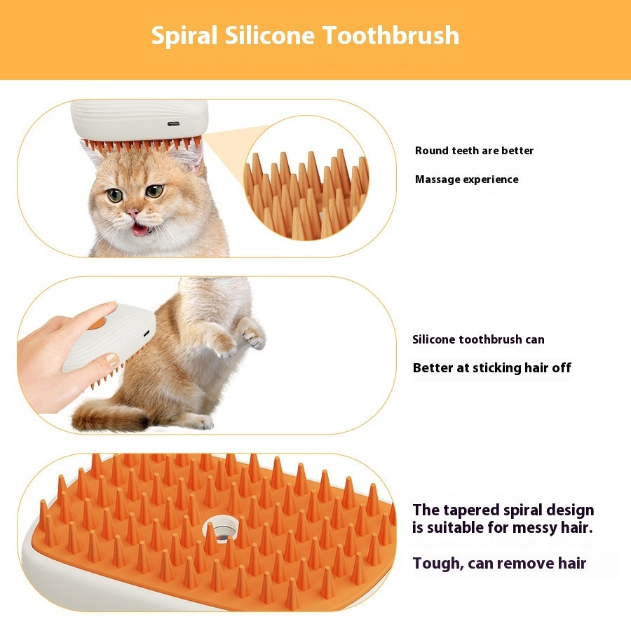 USB Rechargeable Pet Steam Brush - Cat & Dog Grooming Comb | Havenora