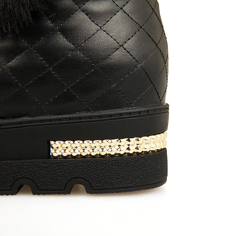 Women’s Large-Size Mid-Tube Platform Snow Boots With Sleeve – Embossed Artificial PU, Round-Toe Winter Boots | Havenora