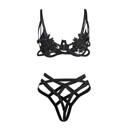 Women's Large Size Hollow See-through Lace Underwear Set