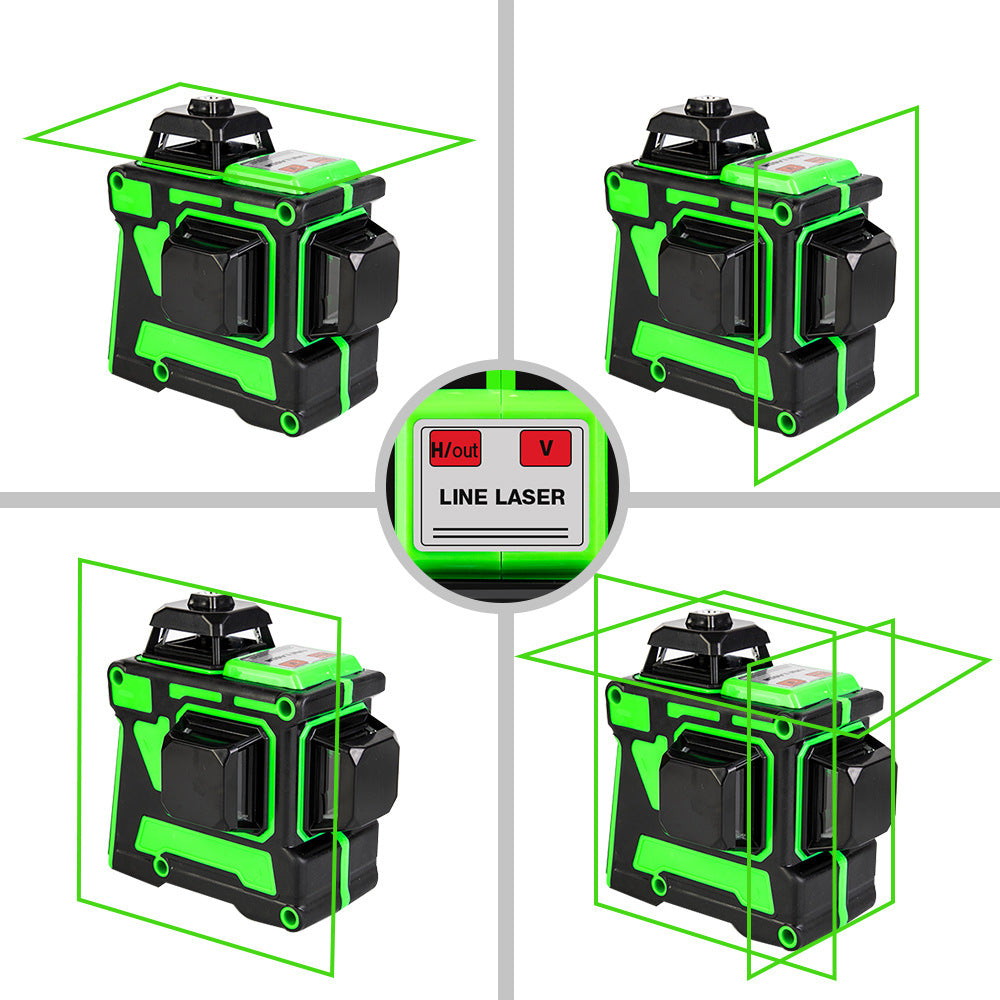 Green Light 12-Line Laser Level - Automatic Leveling 3D Professional Tool. Havenora