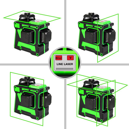 Green Light 12-Line Laser Level - Automatic Leveling 3D Professional Tool. Havenora