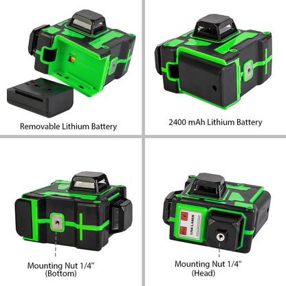Green Light 12-Line Laser Level - Automatic Leveling 3D Professional Tool. Havenora