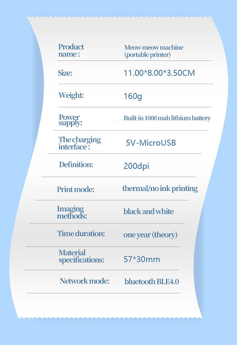 Mini Portable Bluetooth Printer - Wireless Thermal Photo Printer for Students