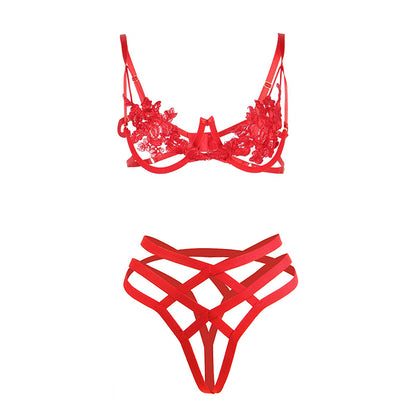 Women's Large Size Hollow See-through Lace Underwear Set