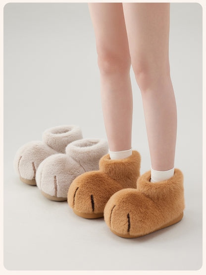 Women’s Plush Mid-Top Furry Cat Paw Snow Boots – Winter Warm Cartoon Boots | Havenora