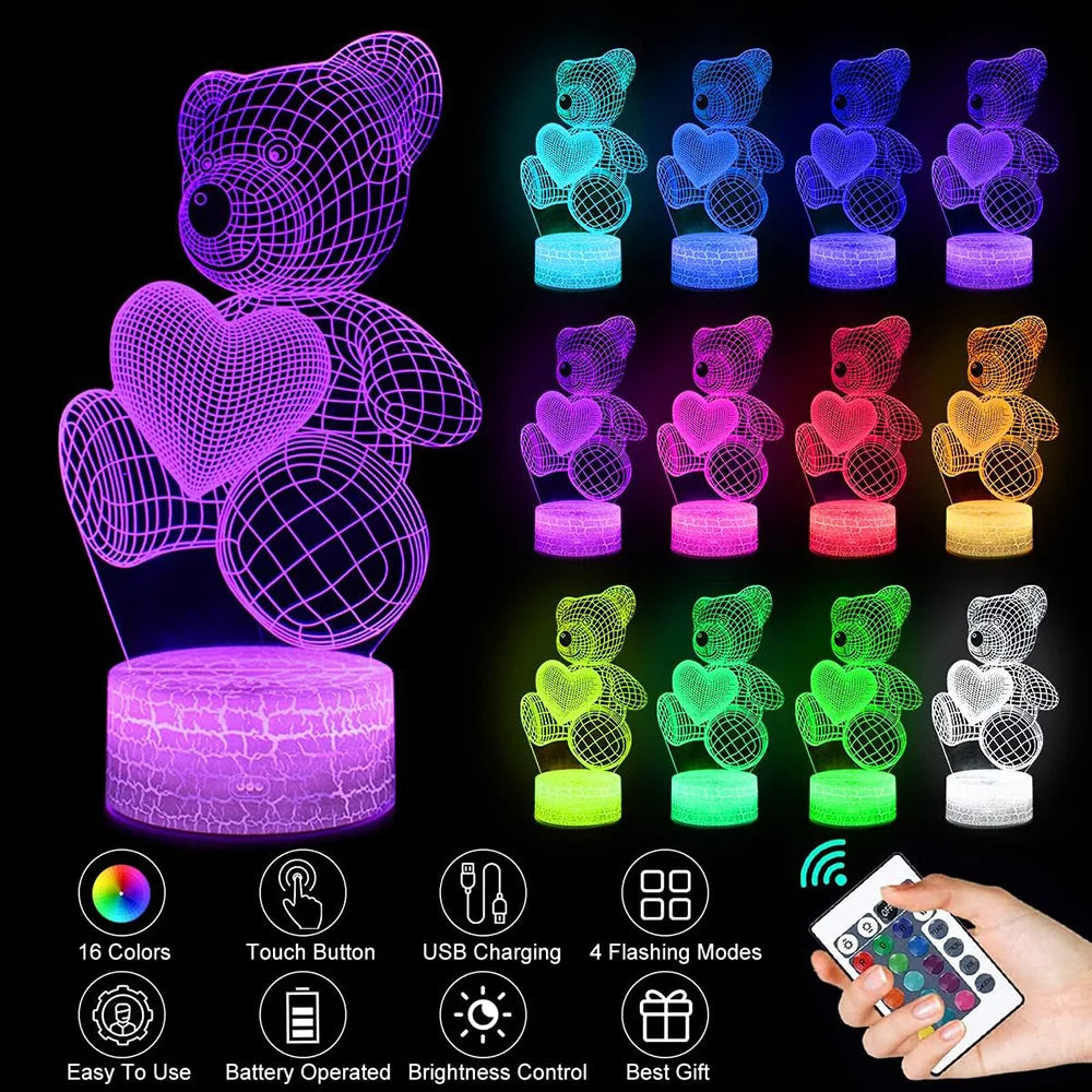 3D LED Acrylic Night Light - 16 Colors USB Neon Sign Lamp Gift | Havenora