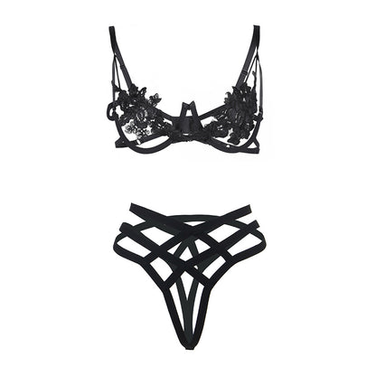 Women's Large Size Hollow See-through Lace Underwear Set