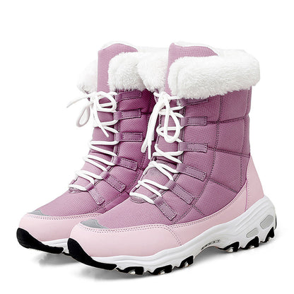 Women’s Ski Boots & Velvet Mountaineering Platform Shoes – High-Top Warm Oxford + Pig Leather Winter Boots | Havenora