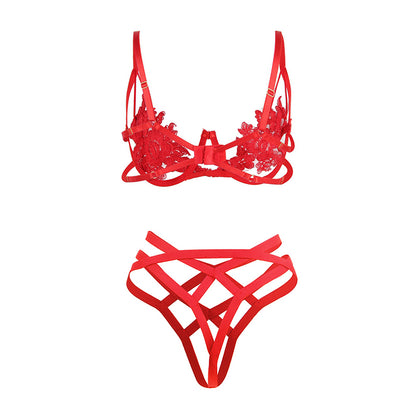 Women's Large Size Hollow See-through Lace Underwear Set