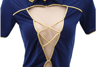 Fashion Garter Suit - Blue & Black Multi-Piece Lingerie Set with Tie | Havenora