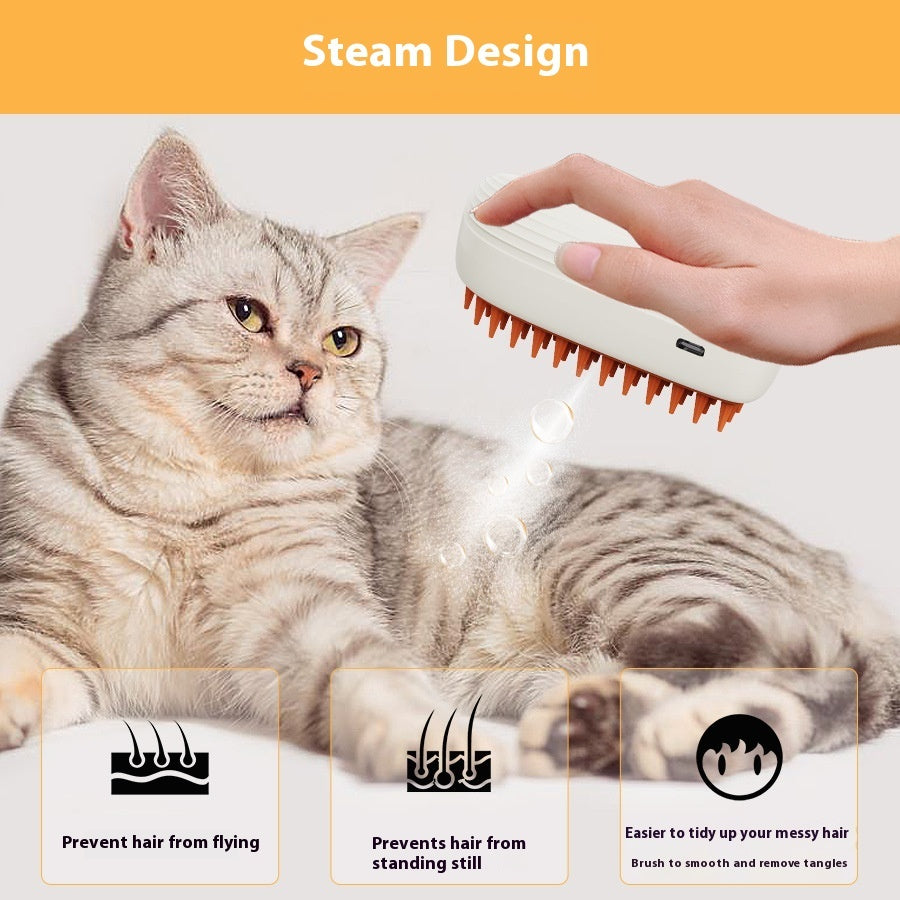 USB Rechargeable Pet Steam Brush - Cat & Dog Grooming Comb | Havenora