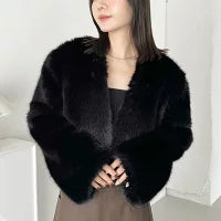 Women’s Short Faux-Fur Casual Coat – Girly Short Winter Jacket | Havenora