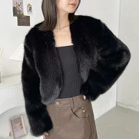 Women’s Short Faux-Fur Casual Coat – Girly Short Winter Jacket | Havenora