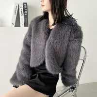 Women’s Short Faux-Fur Casual Coat – Girly Short Winter Jacket | Havenora