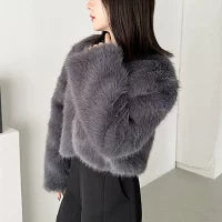 Women’s Short Faux-Fur Casual Coat – Girly Short Winter Jacket | Havenora