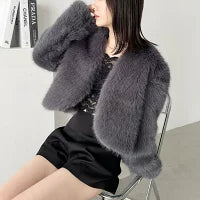 Women’s Short Faux-Fur Casual Coat – Girly Short Winter Jacket | Havenora