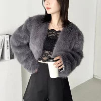 Women’s Short Faux-Fur Casual Coat – Girly Short Winter Jacket | Havenora