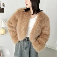 Women’s Short Faux-Fur Casual Coat – Girly Short Winter Jacket | Havenora