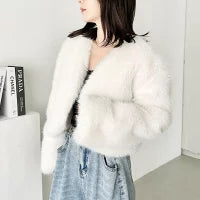 Women’s Short Faux-Fur Casual Coat – Girly Short Winter Jacket | Havenora