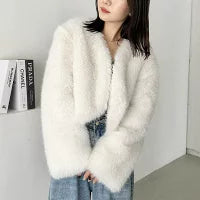 Women’s Short Faux-Fur Casual Coat – Girly Short Winter Jacket | Havenora